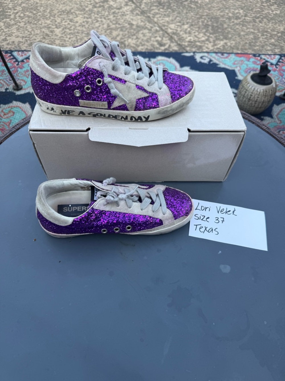 Golden Goose Superstars Purple Glitter Sneakers